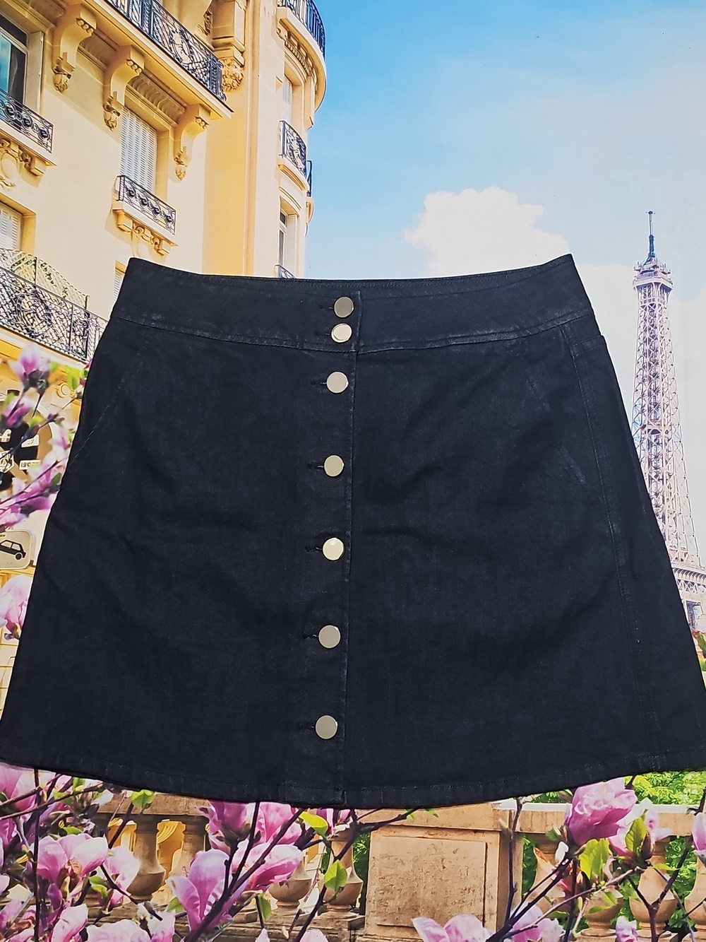 Kate Spade New York Denim Button-Front Mini Skirt New Size 14 - Picture 2 of 9
